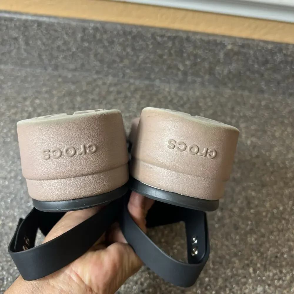 Crocs LiteRide Platform Sandal Women 10 Black Comfort Casual Sling Back Open Toe